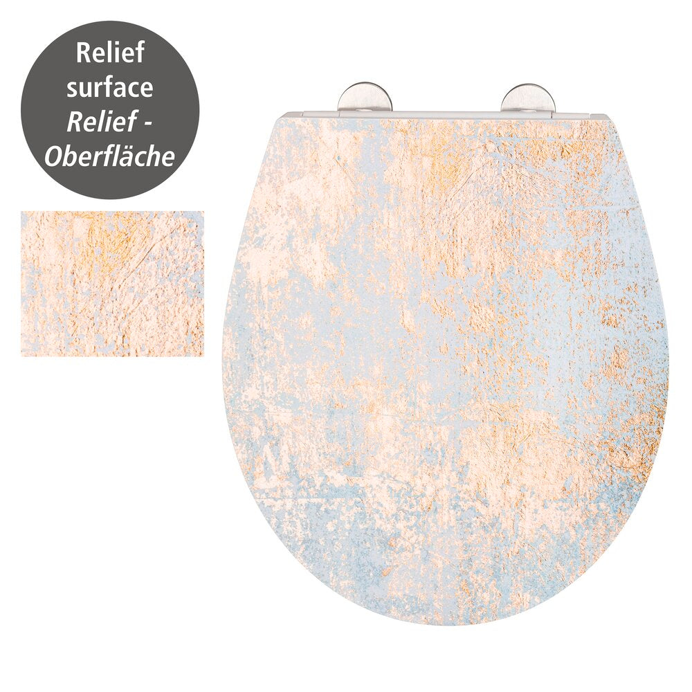 Toalettsete Agate med relieff antibakteriell duroplast softclose bakside