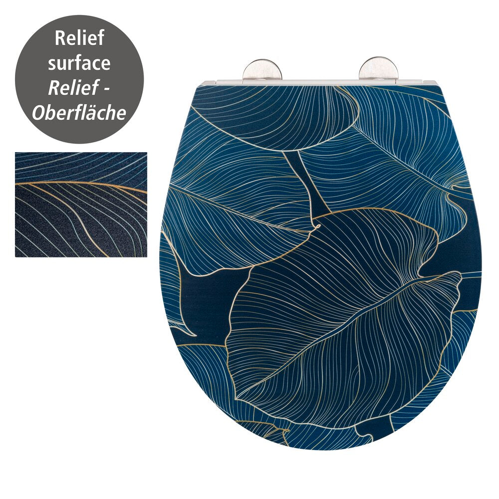Toalettsete Big Leaves med relieff duroplast softclose bakside