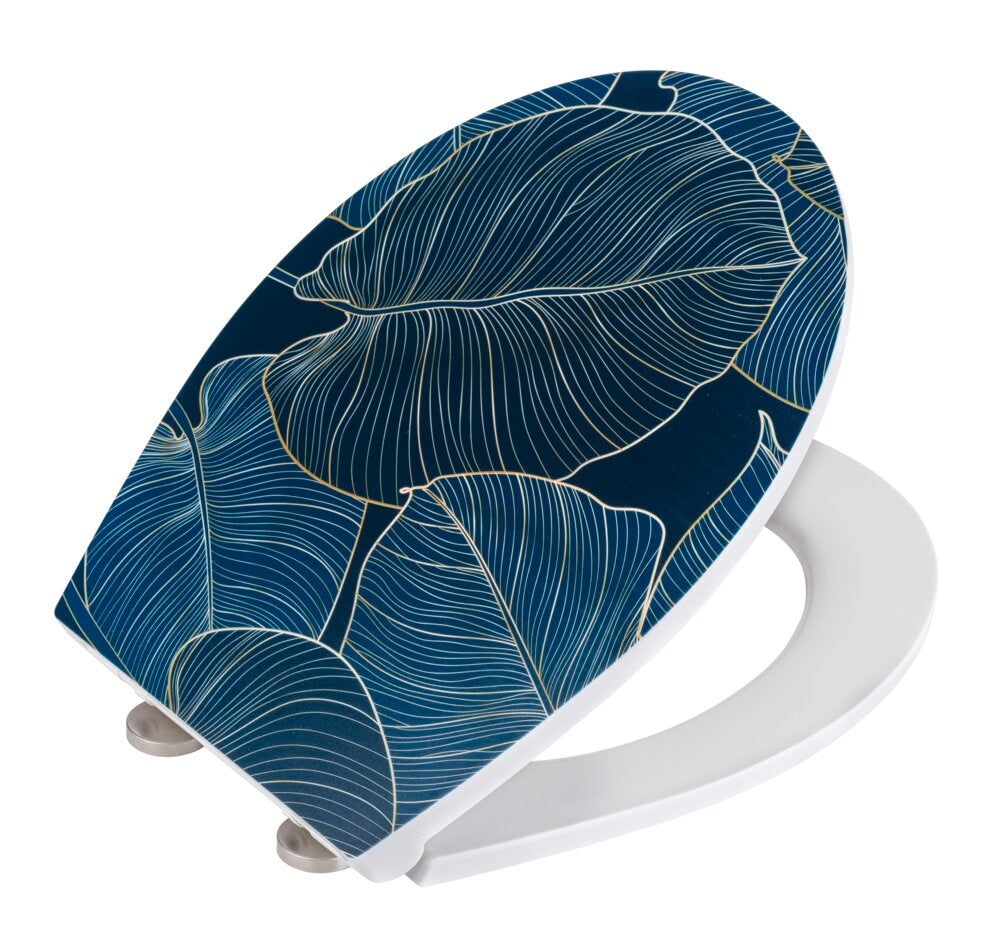 Toalettsete Big Leaves med relieff duroplast softclose i bruk