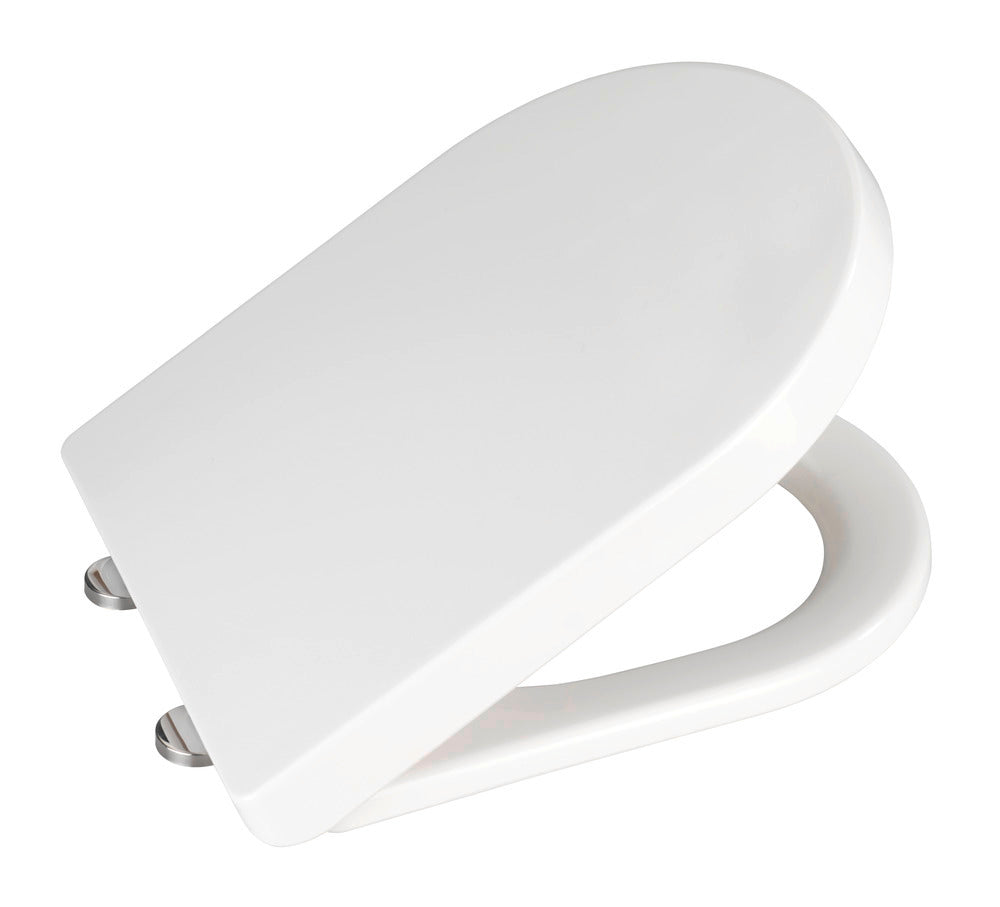 Forfra av Toalettsete Calla termoplast hvit med softclose Wenko