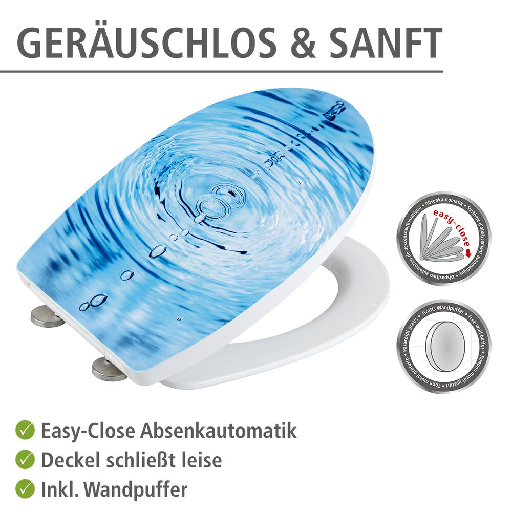 Toalettsete Droplets med høyglans og softclose termoplast - WENKO bakside