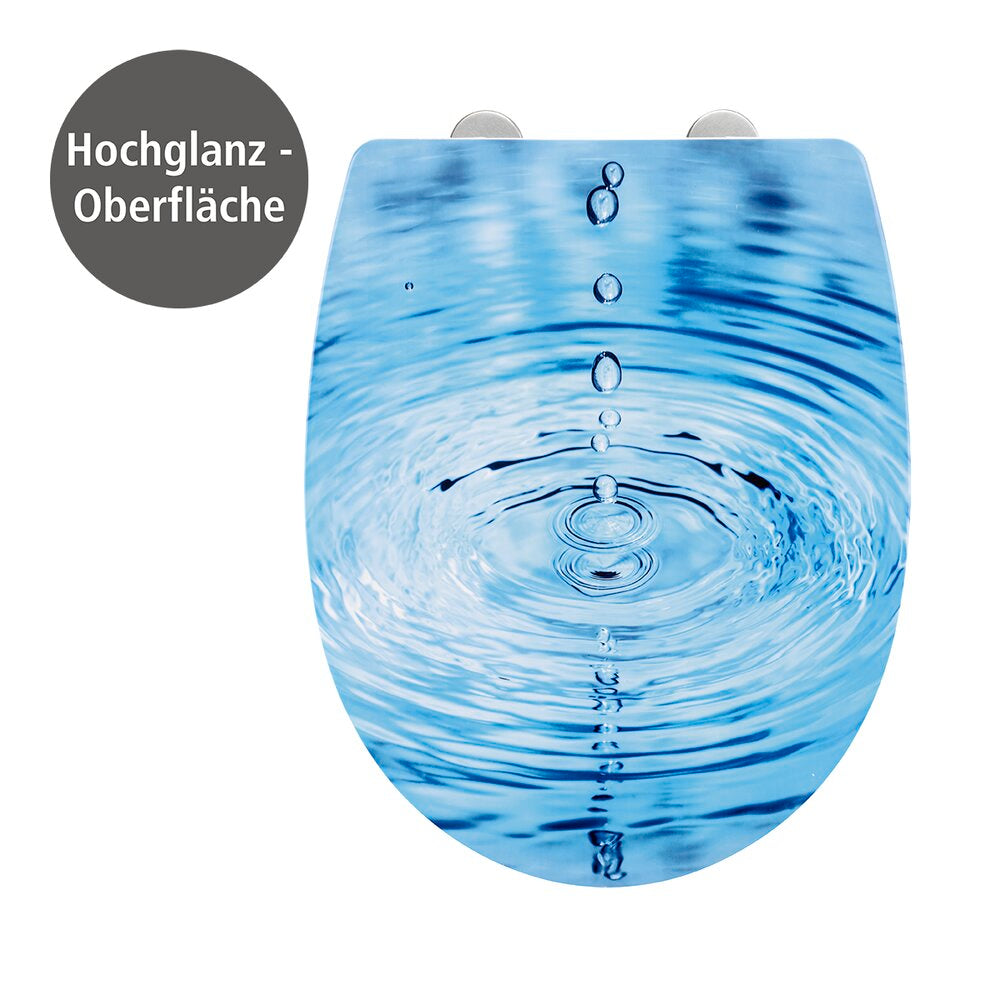 Sideprofil av Toalettsete Droplets med høyglans og softclose termoplast - WENKO