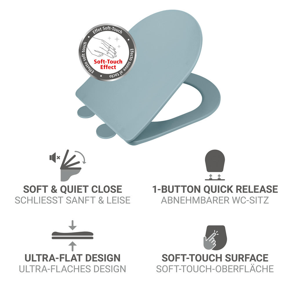 Toalettsete duroplast blågrå matt soft-touch Galati - WENKO bakside