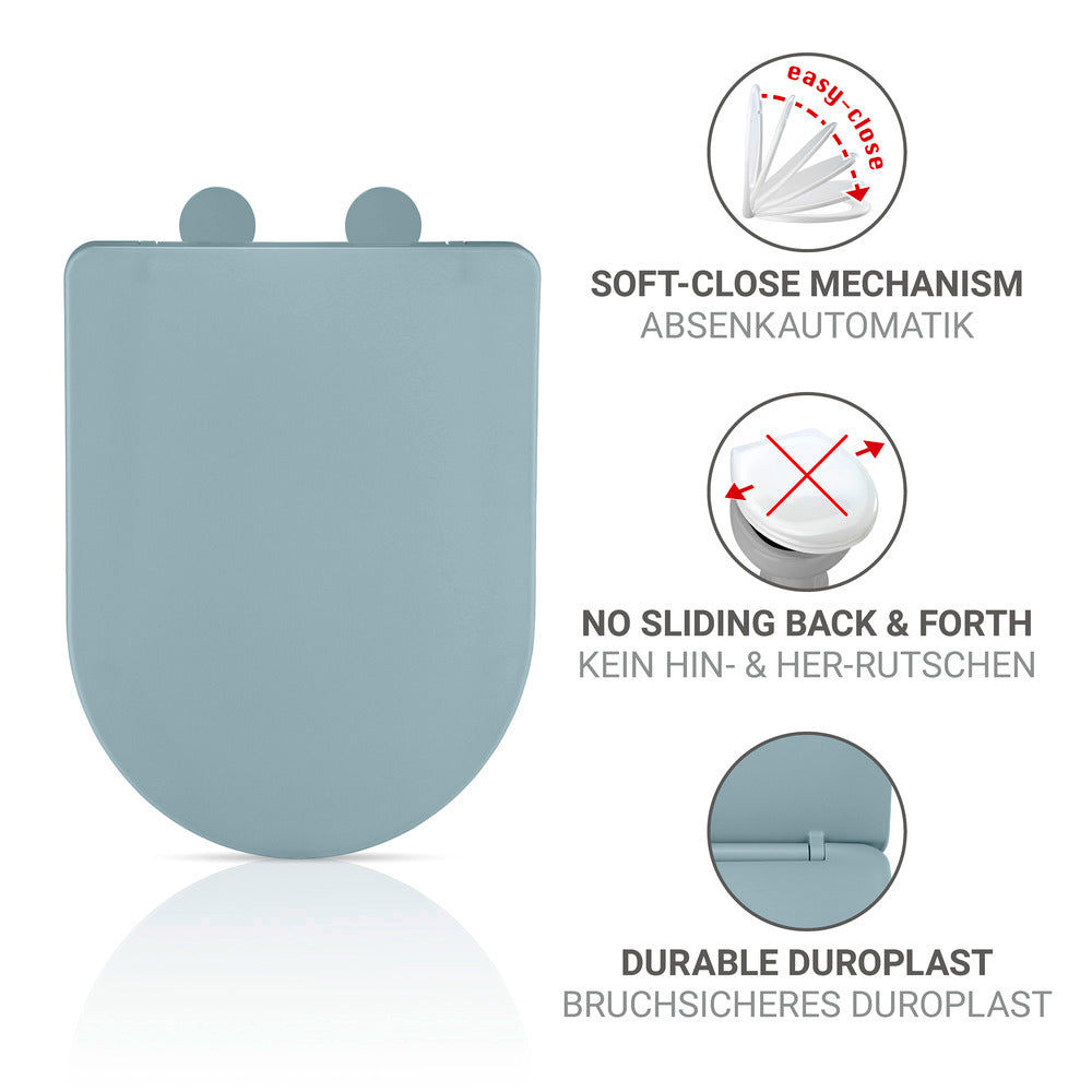 Detalj av soft-touch overflate på toalettsete duroplast blågrå matt Galati - WENKO