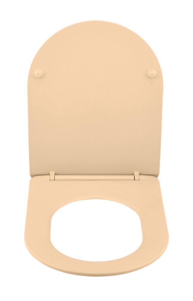 Nærbilde av monteringsdetaljer på Toalettsete Galati beige matt