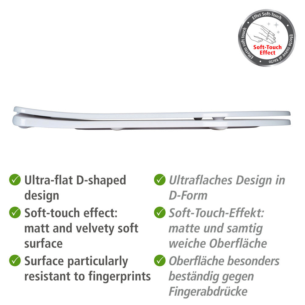 Detalj av Toalettsete Galati hvit matt duroplast soft-touch