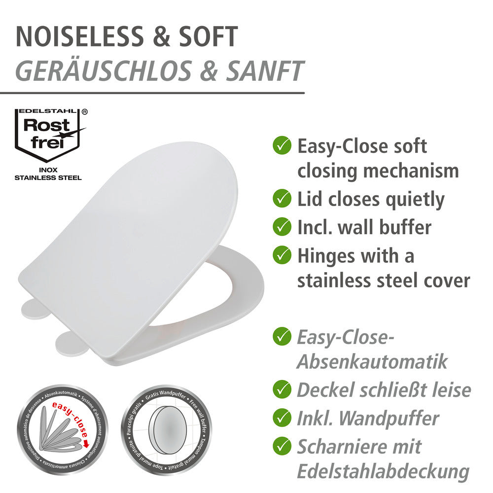 Nærbilde av soft-touch overflate på Toalettsete Galati hvit matt duroplast soft-touch