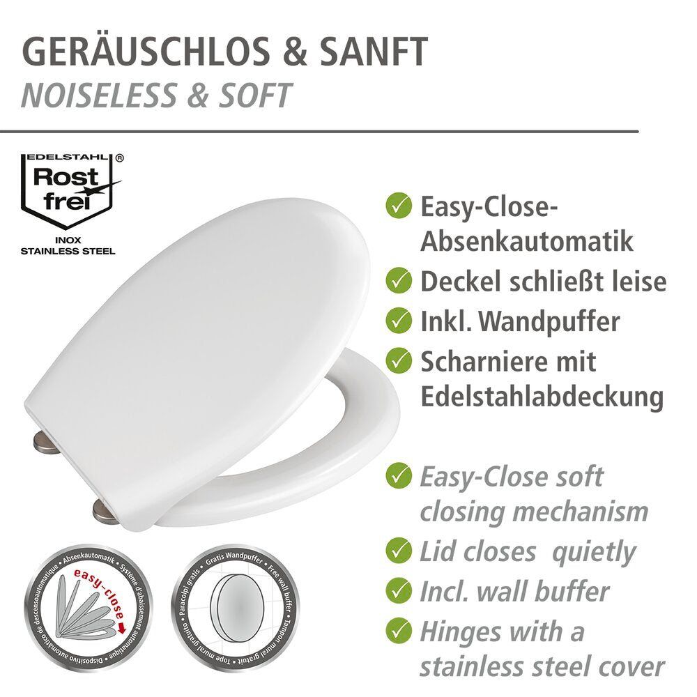 Toalettsete Gubbio duroplast hvit antibakteriell med softclose bakside