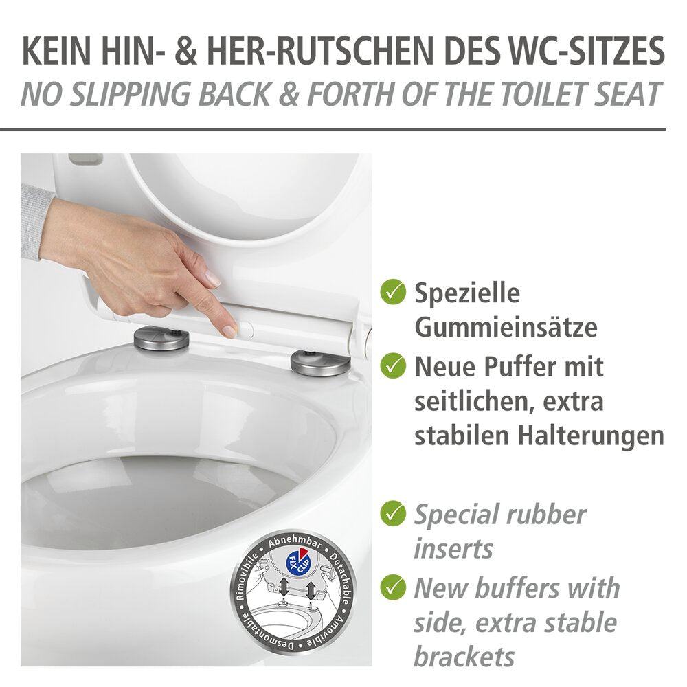 Detalj av toalettsete Gubbio duroplast hvit antibakteriell med softclose
