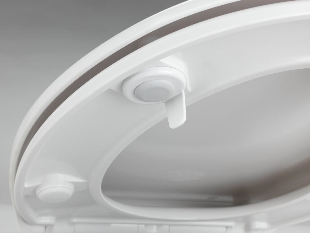 Toalettsete Gubbio duroplast hvit antibakteriell med softclose detalj av form