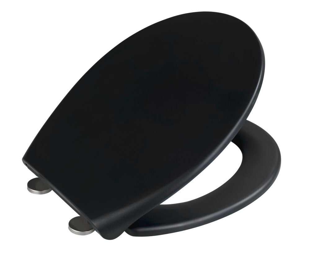 Detalj av Toalettsete Ikaria svart matt duroplast med softclose