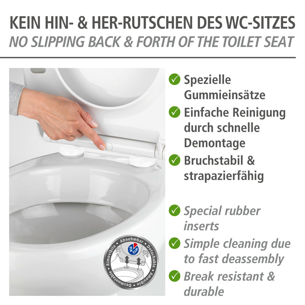 Toalettsete Kos med softclose termoplast hvit - WENKO detalj av softclose mekanisme
