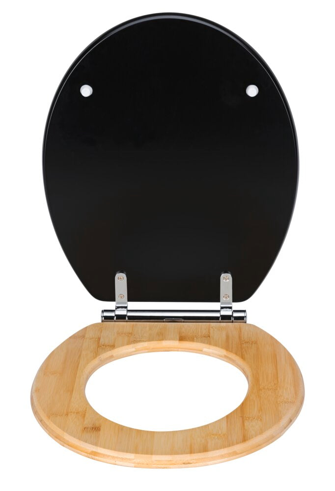Toalettsete MDF og bambus svart med softclose Bambusa - Wenko i moderne baderom
