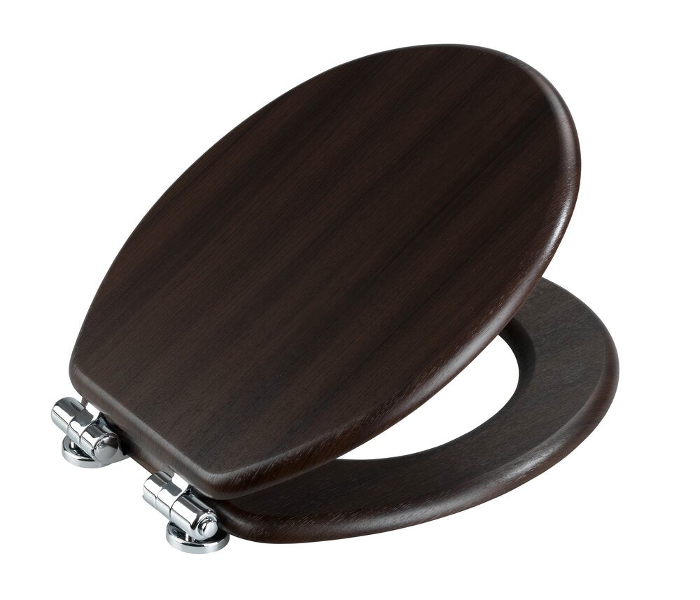 Nærbilde av softclose mekanismen på toalettsete MDF wenge-design brun