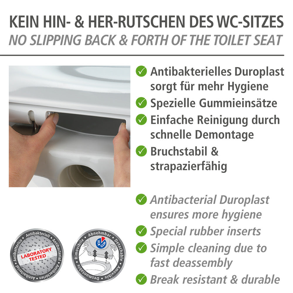Detalj av Toalettsete Muschel med softclose duroplast hvit skjelldesign