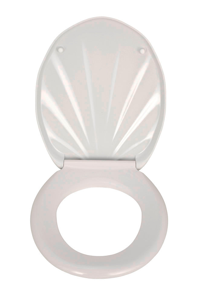Montert Toalettsete Muschel med softclose duroplast hvit skjelldesign