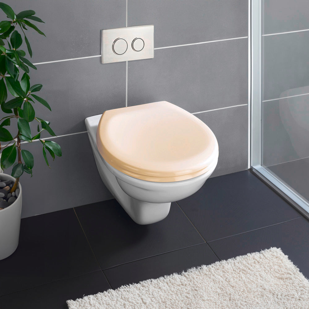 Nærbilde av duroplast overflate på Toalettsete Ottana beige