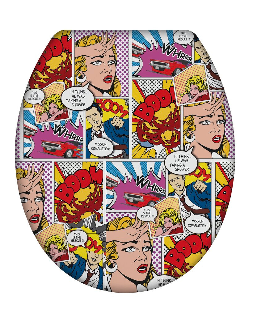 Toalettsete Pop-Art duroplast flerfarget med softclose bakside