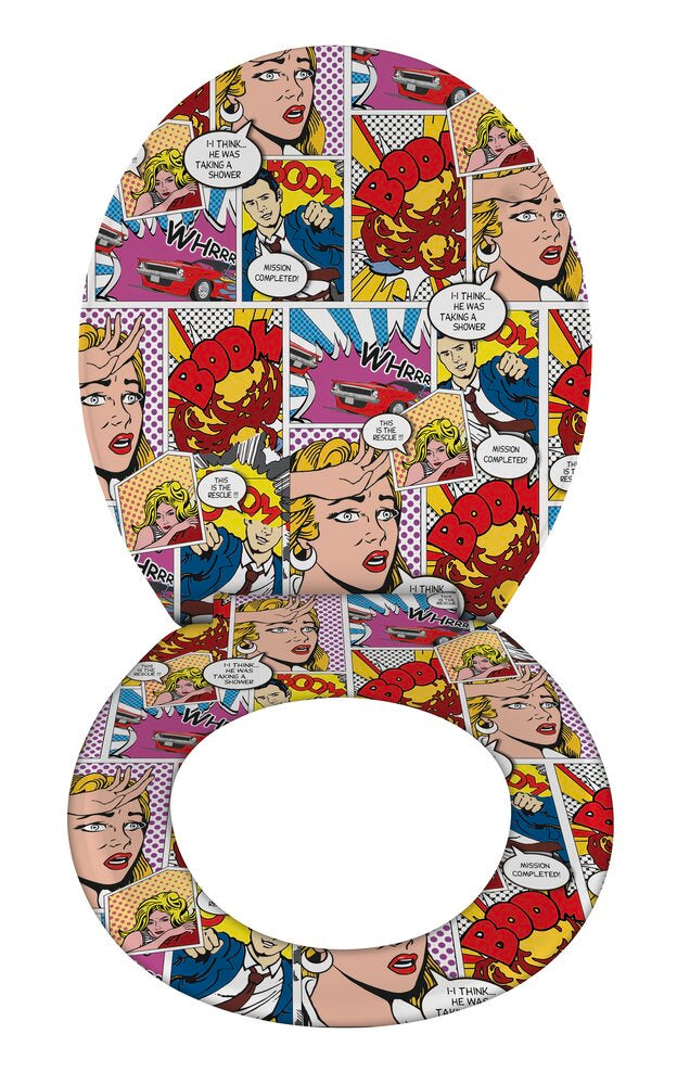 Detalj av Pop-Art design på toalettsete fra WENKO
