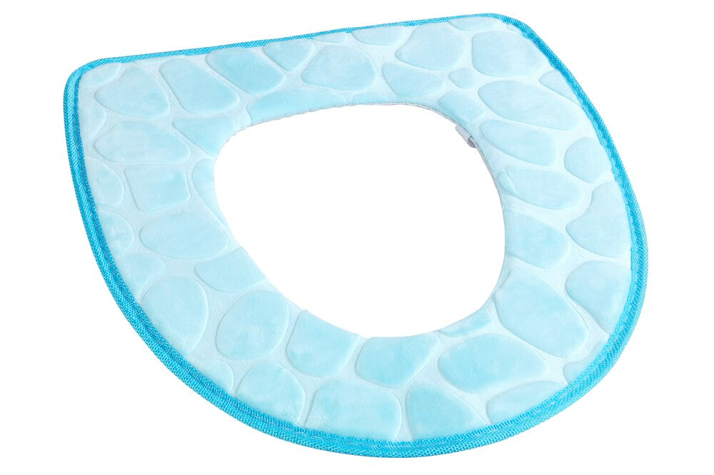 Toalettsete-pute memory foam blå, myk seteauflage forfra