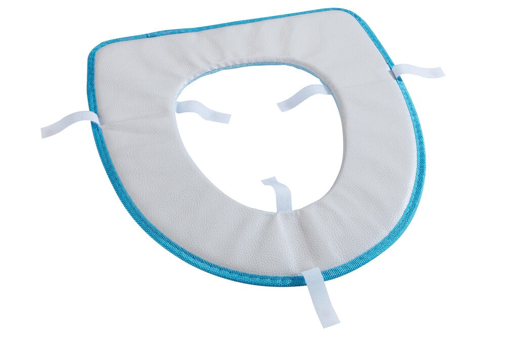 Toalettsete-pute memory foam blå, myk seteauflage bakside