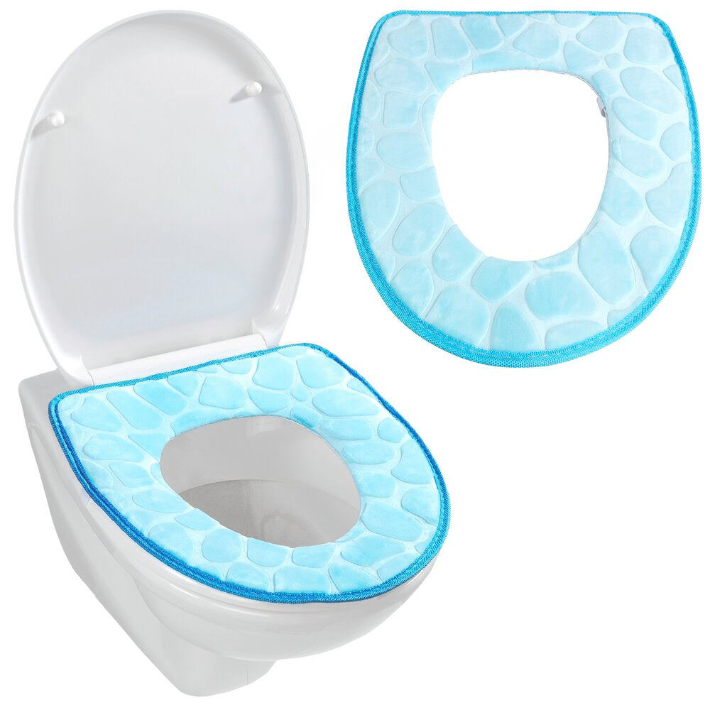 Oversiktsbilde av toalettsete-pute memory foam blå, myk seteauflage
