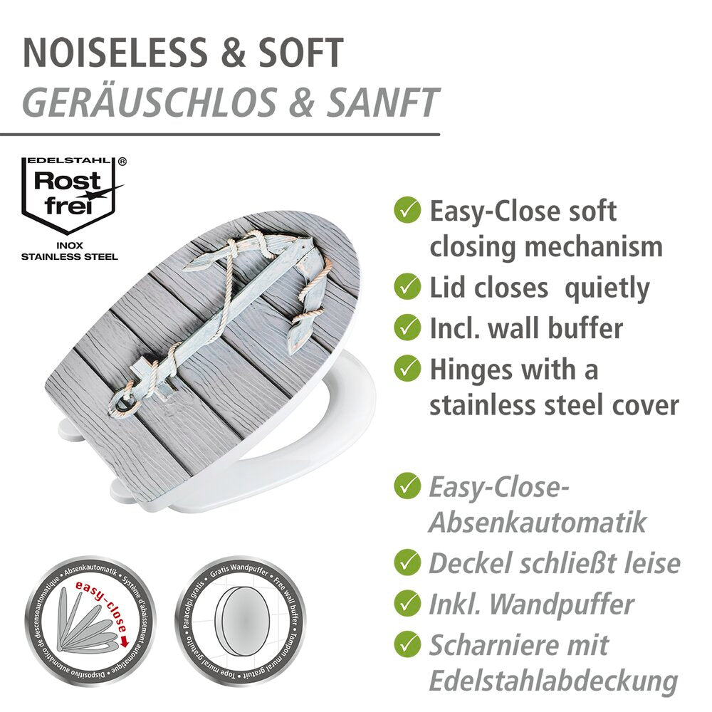 Montert Toalettsete Rope med relieff og softclose termoplast