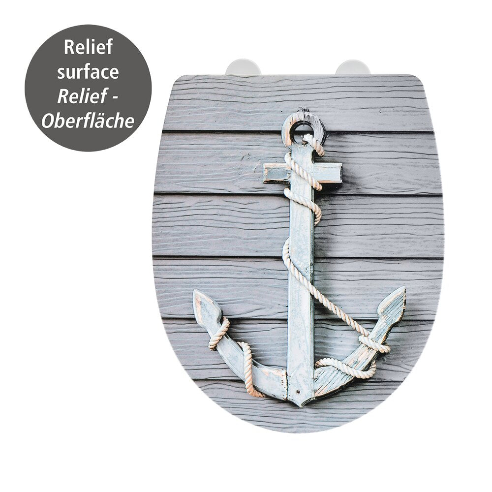 Sideprofil av Toalettsete Rope med relieff og softclose termoplast