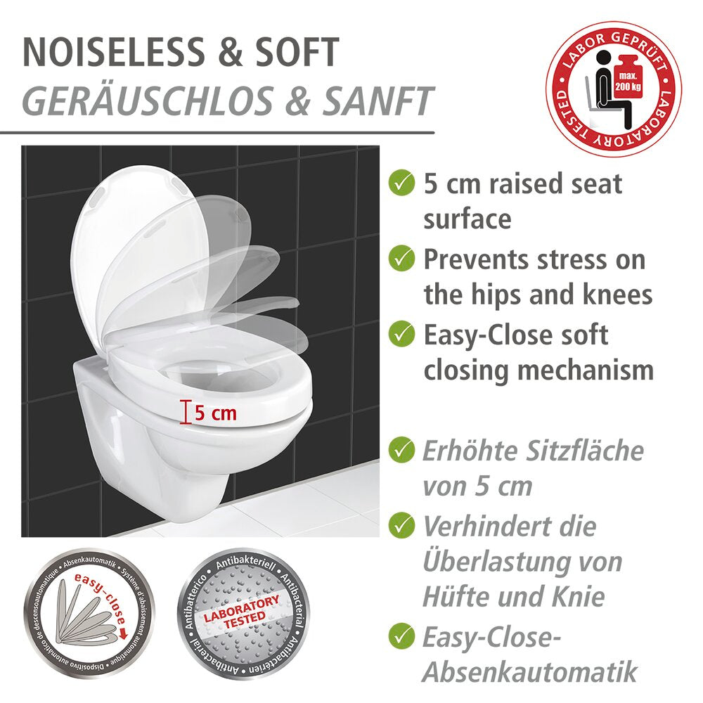 Toalettsete Secura Comfort duroplast med seteforhøyning hvit bakside