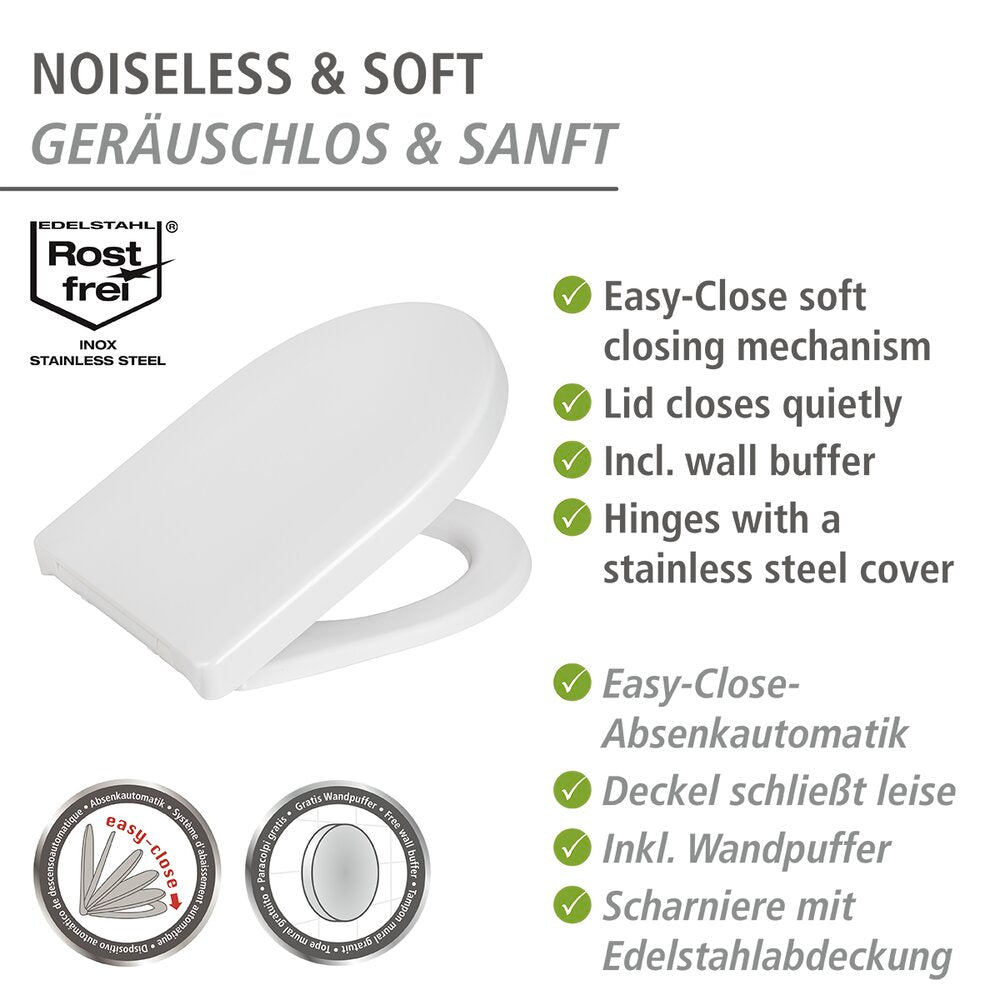 Detalj av softclose-funksjon på Toalettsete Sindia duroplast med softclose