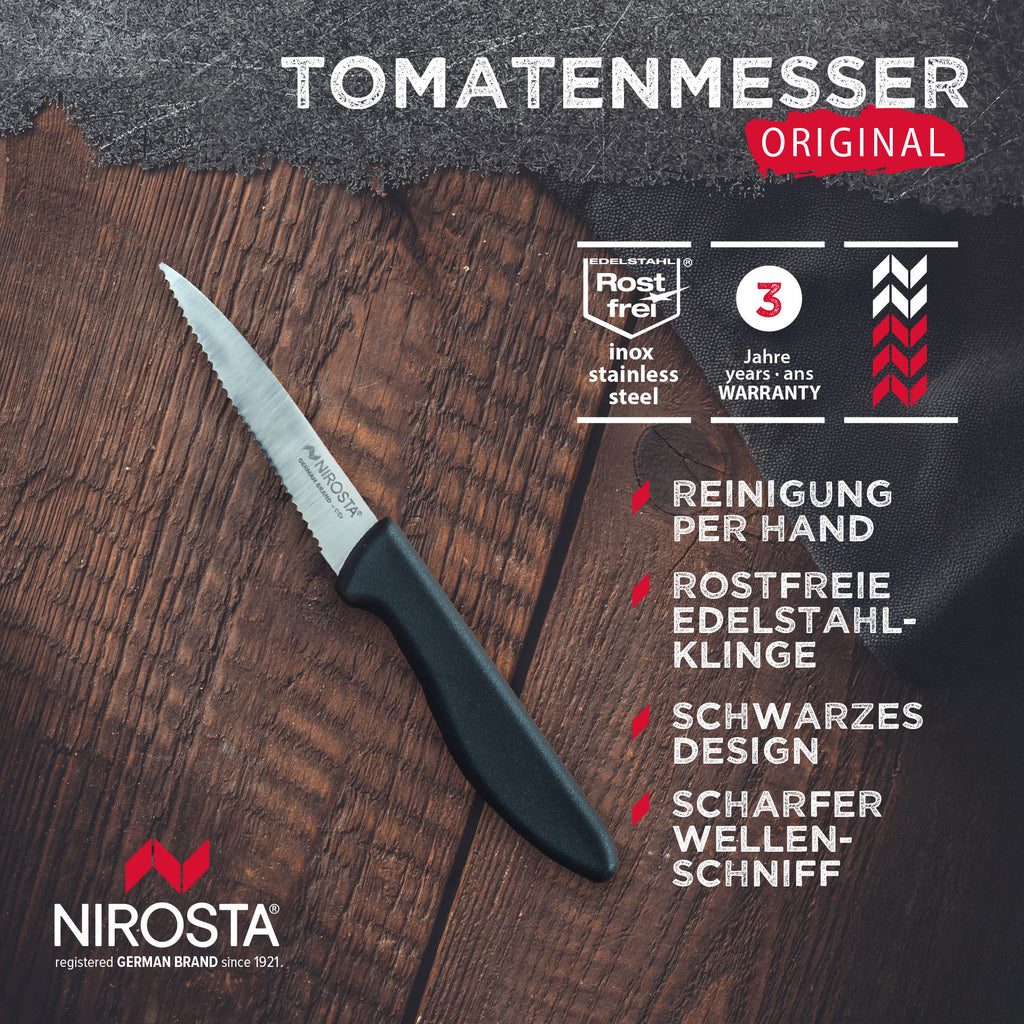 Tomatkniv Original 8,5 cm tannet egg rustfritt stål montert