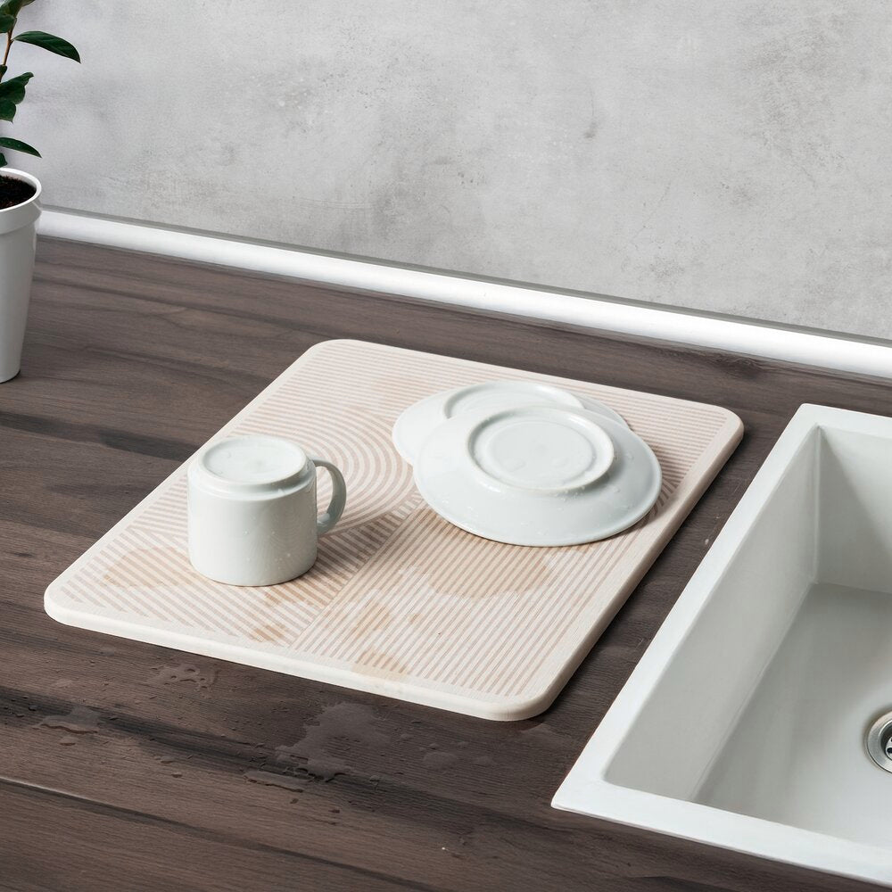 Tørkeplate diatomitt beige 40x30 cm hurtigtørkende bakside