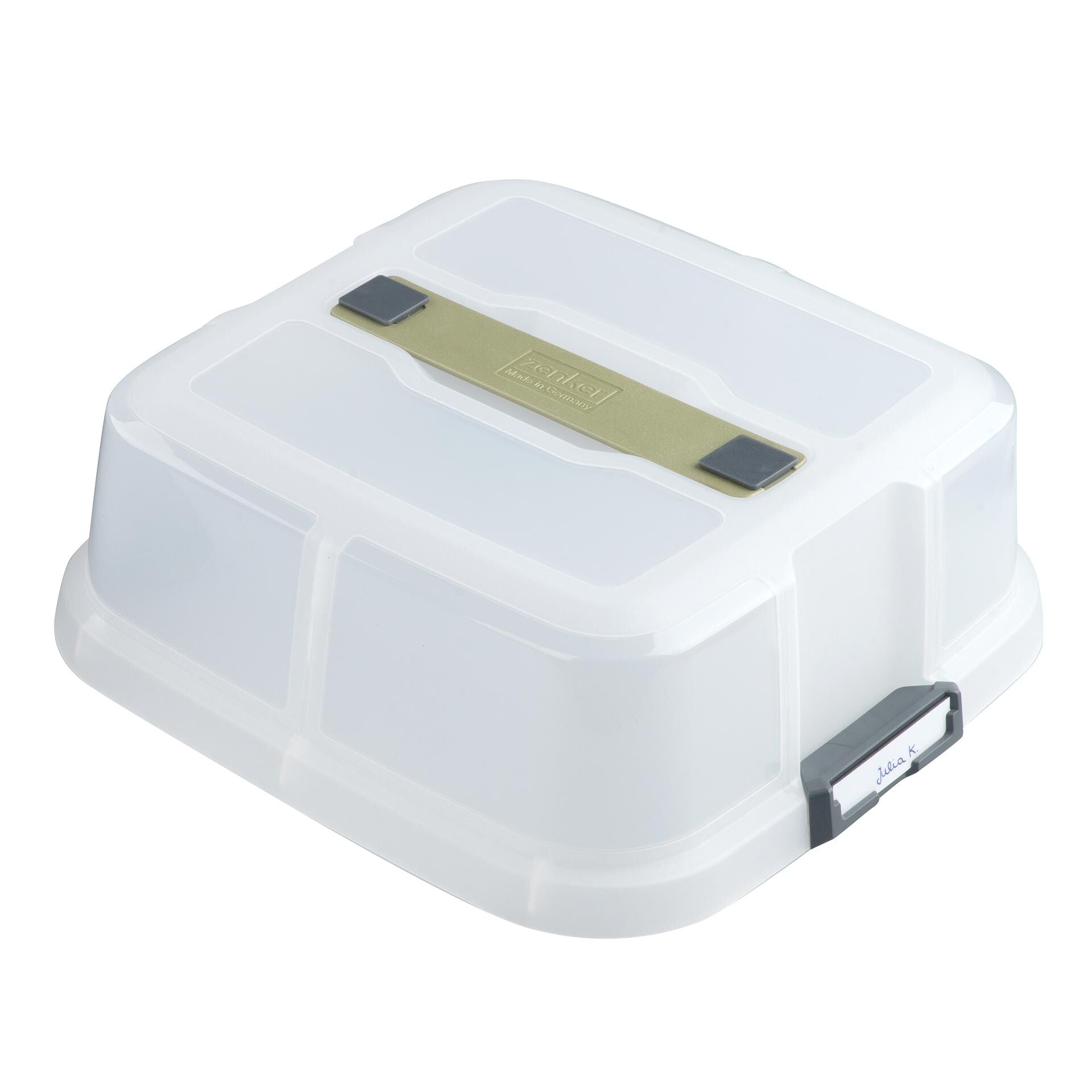 Transportlokk kvadratisk med magnetskilt 30x30x11,5 cm forfra