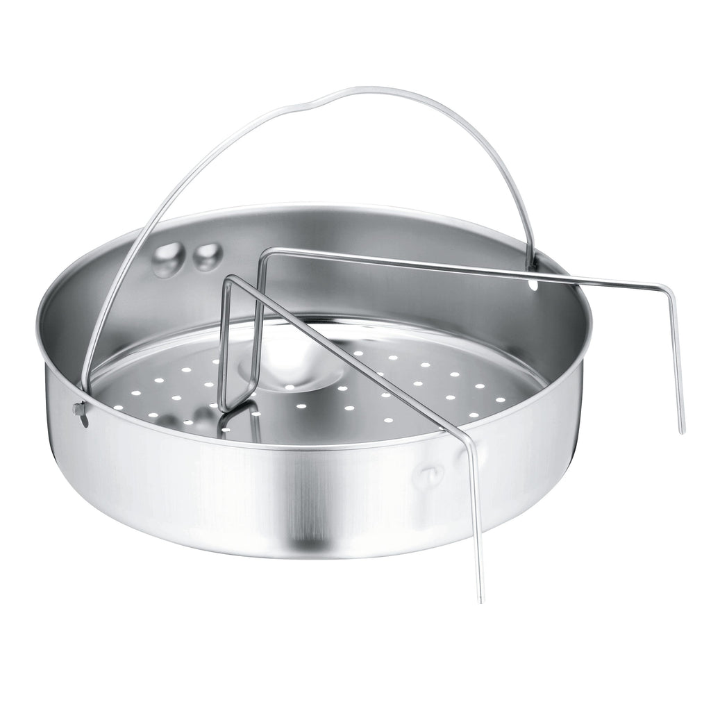 Trykkkoker med dampinnsats rustfritt stål 22 cm 6,5 L - WMF i bruk på komfyr