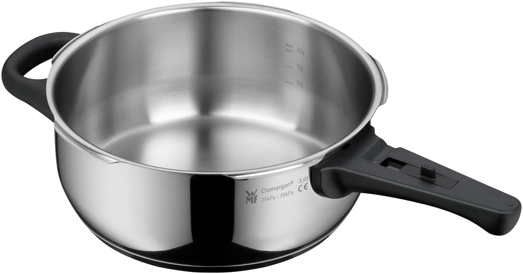 Trykkkoker-sett 22 cm rustfritt stål WMF håndtak nærbilde