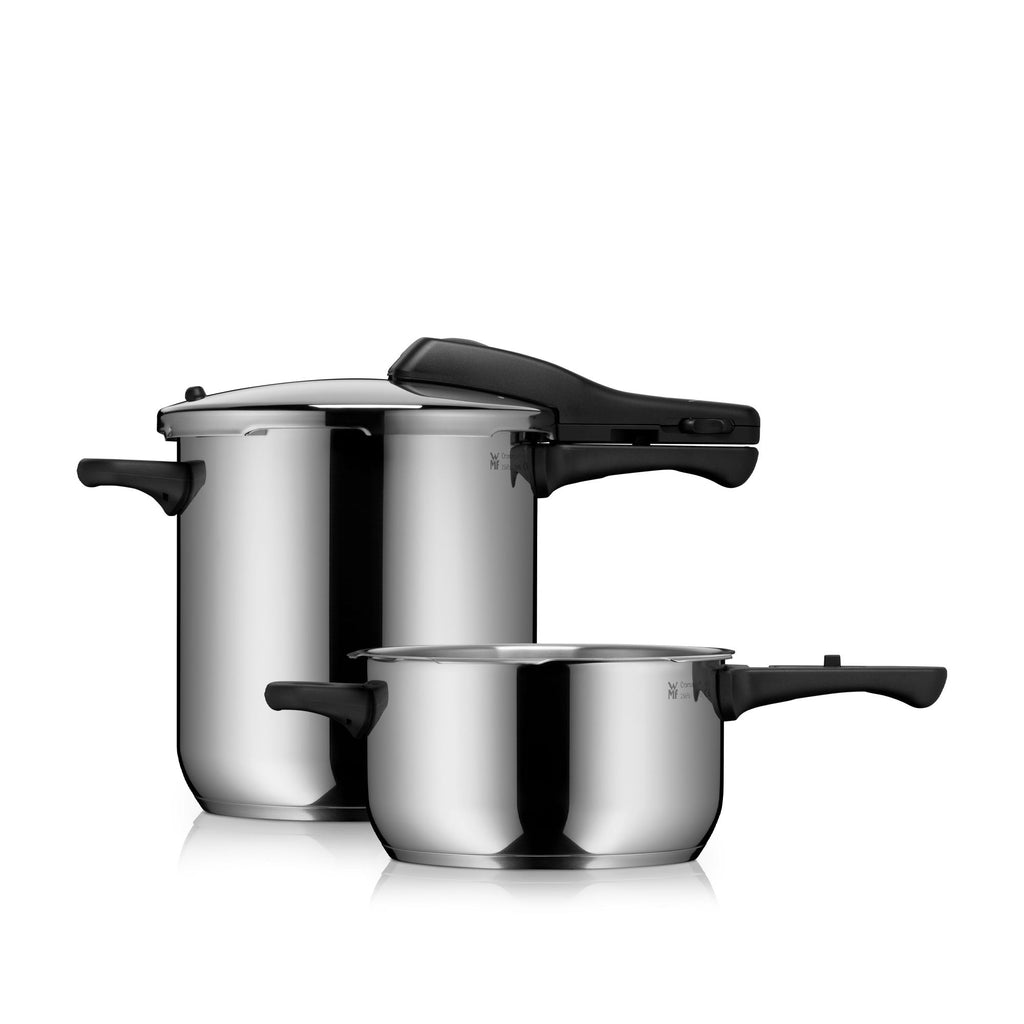 Trykkkoker-sett 22 cm rustfritt stål 8,5 og 4,5 L - WMF forfra