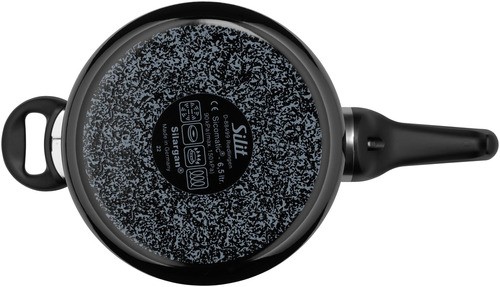 Sideprofil av Trykkkoker Silargan® Sicomatic t-Plus 22 cm 6,5 L svart