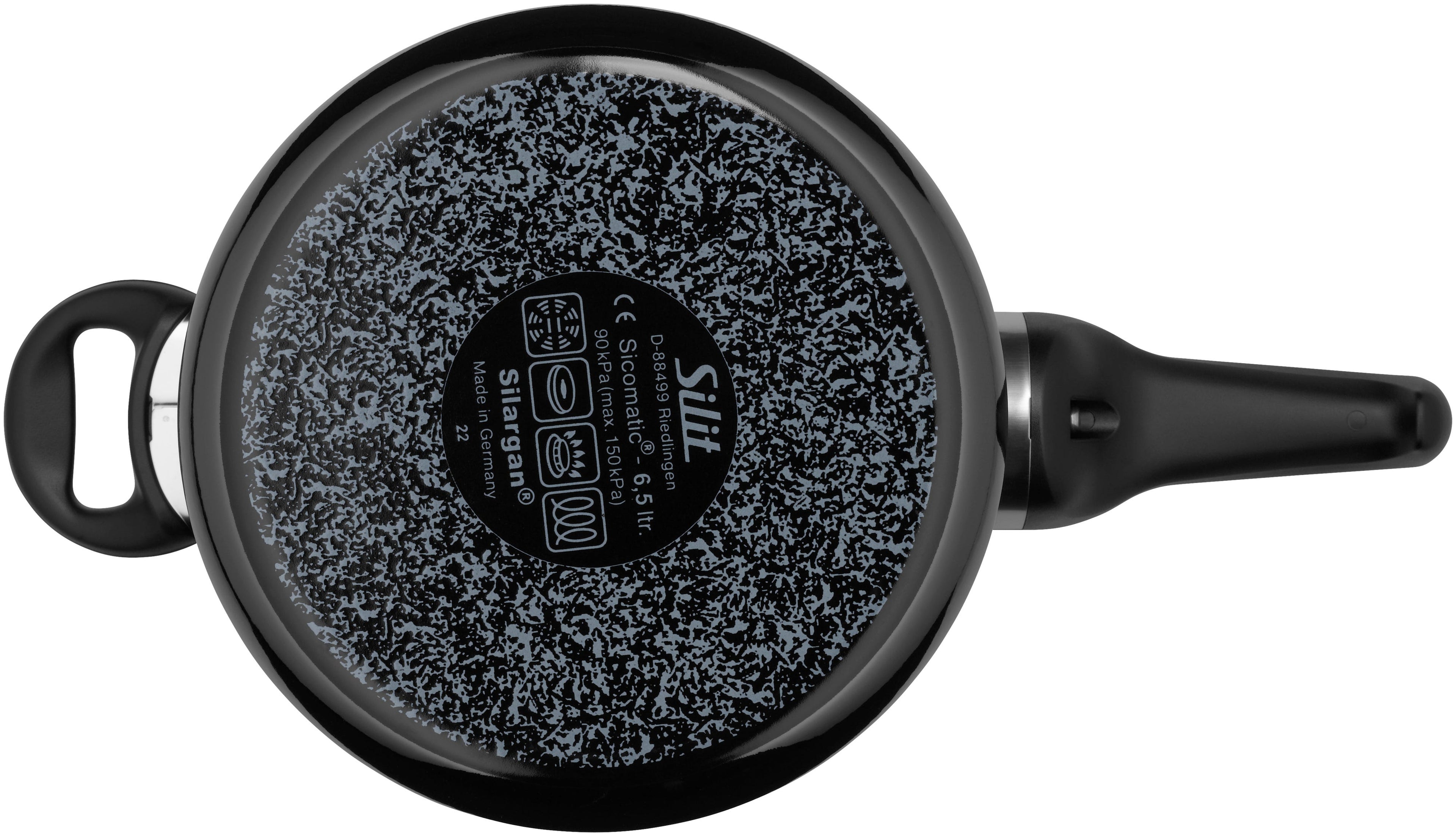 Sideprofil av Trykkkoker Silargan® Sicomatic t-Plus 22 cm 6,5 L svart