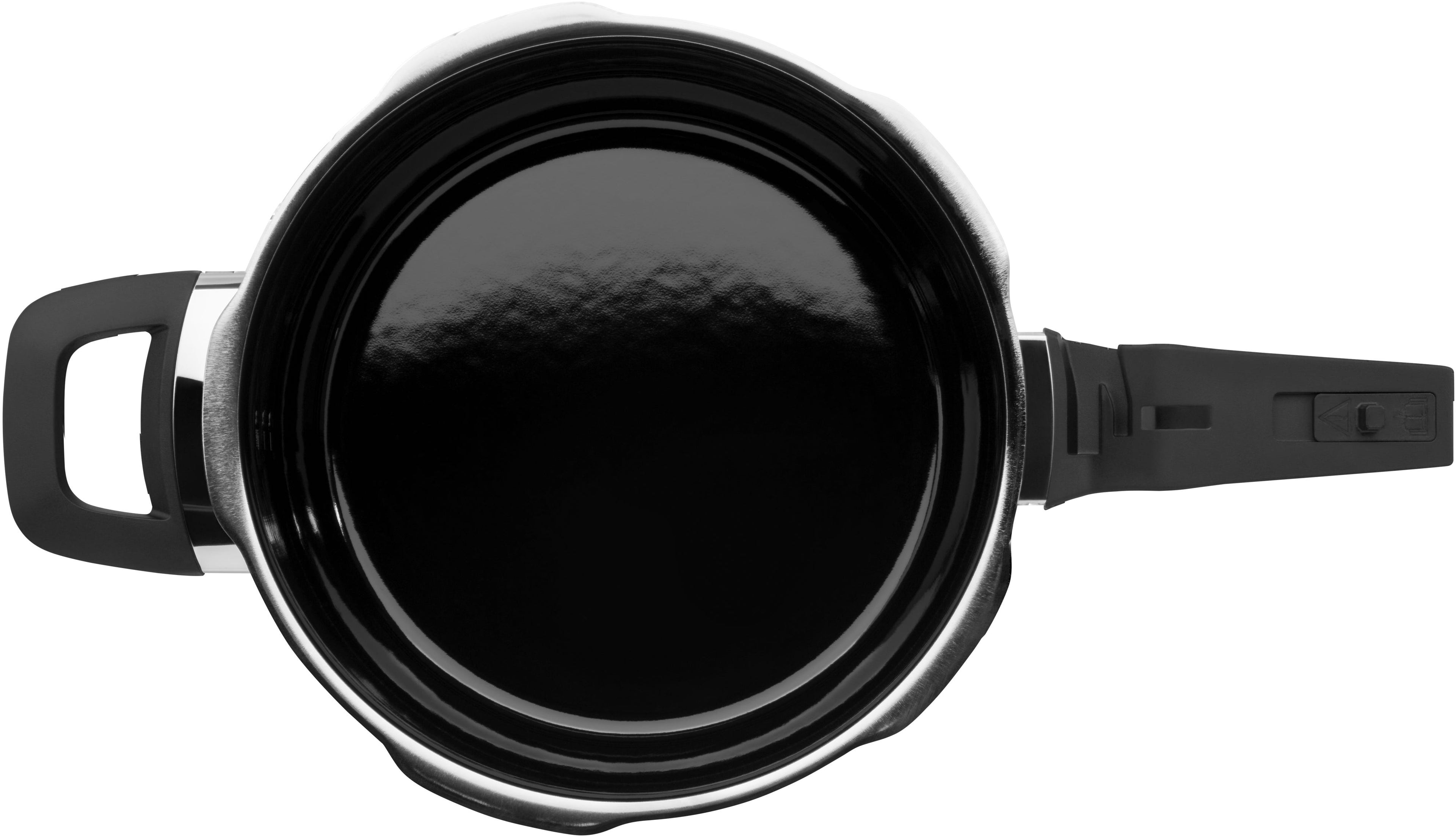Trykkkoker Fusiontec 22 cm 4,5 L gul WMF montert på komfyr
