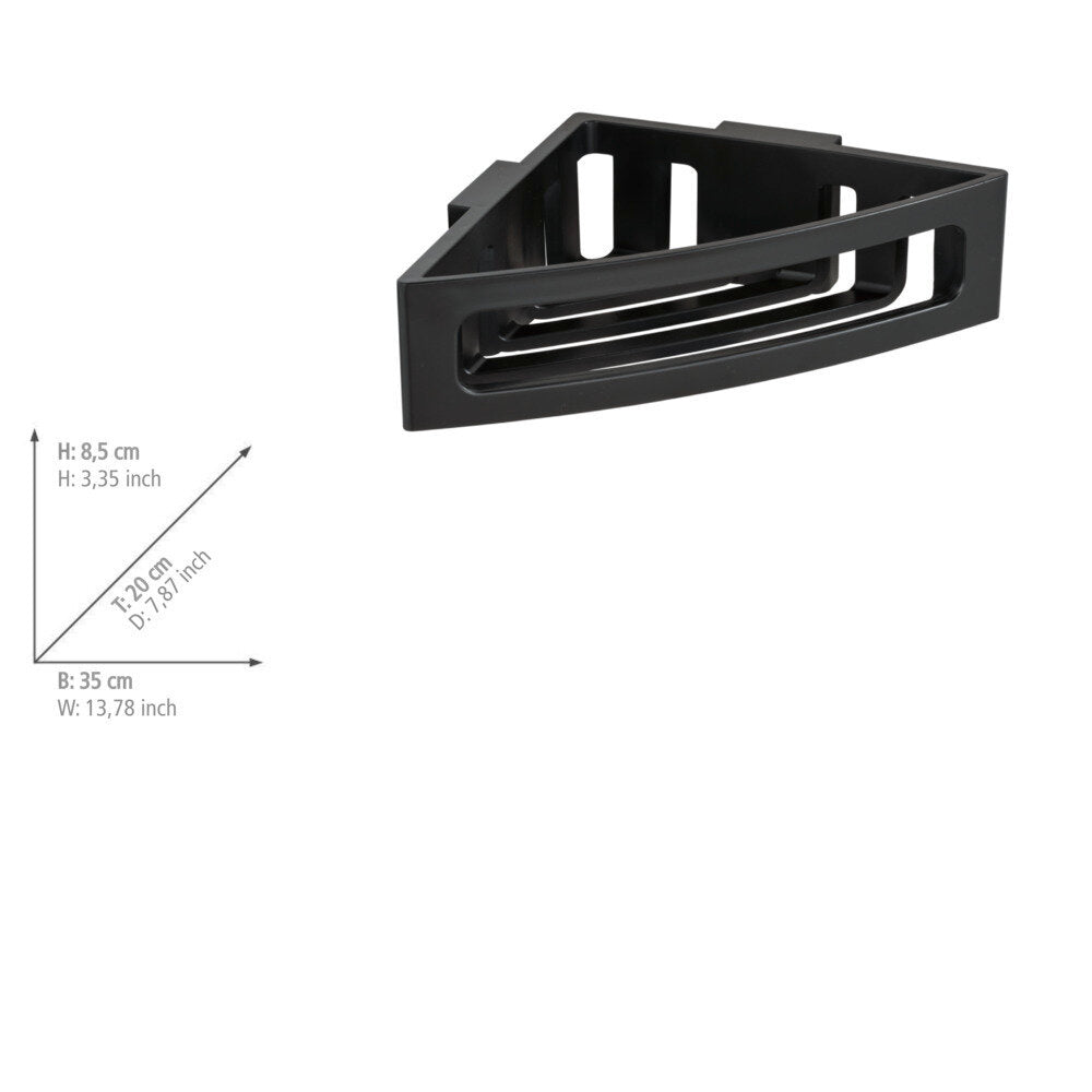 Turbo-Loc® hjørnehylle Bralia svart uten boring ABS med baderomsprodukter