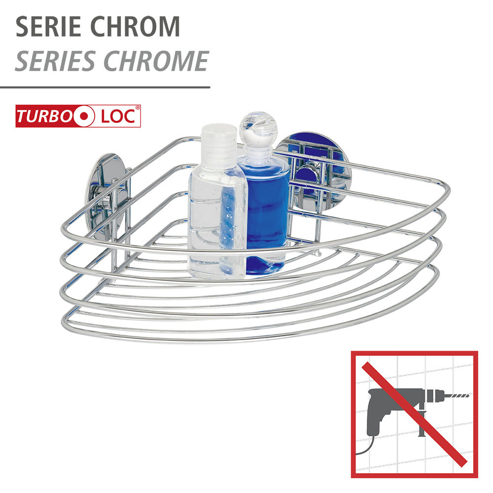 Turbo-Loc® hjørnehylle krom uten boring metall bakside