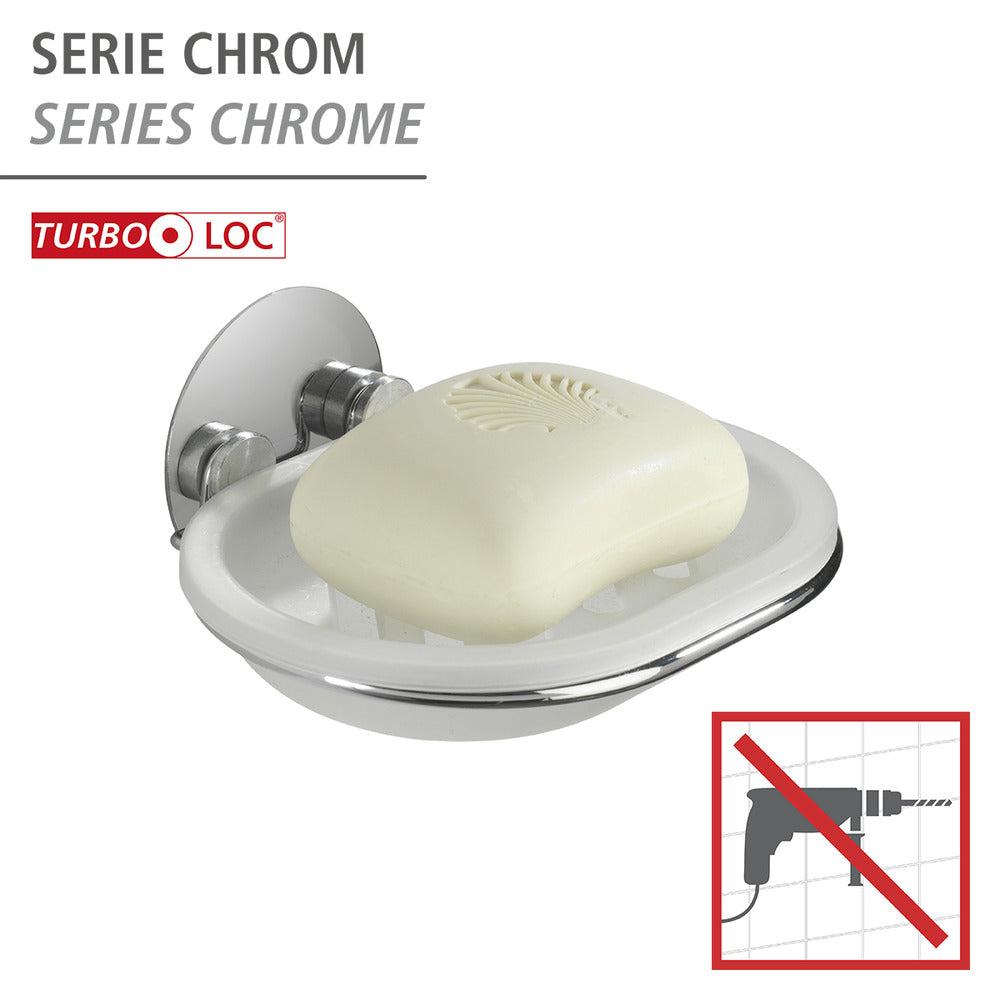 Turbo-Loc® såpeholder krom uten boring metall bakside