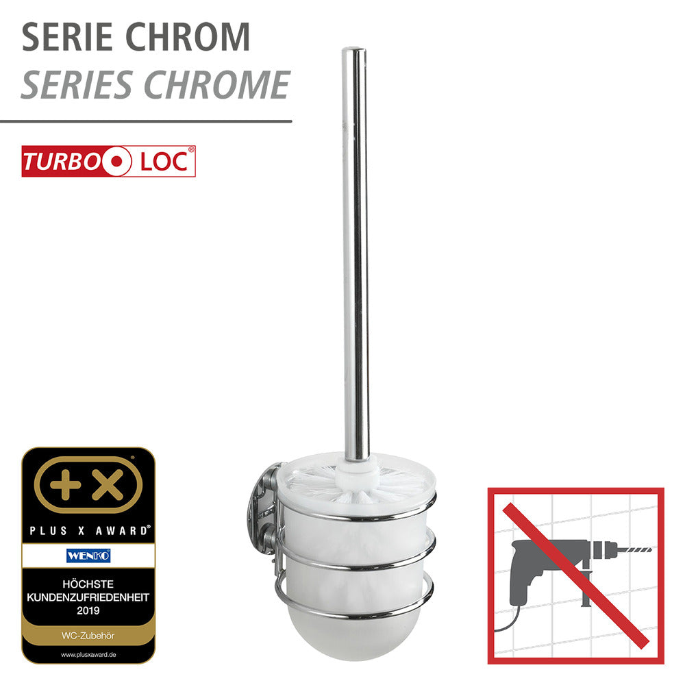 Turbo-Loc® toalettbørste med holder veggmontert krom bakside