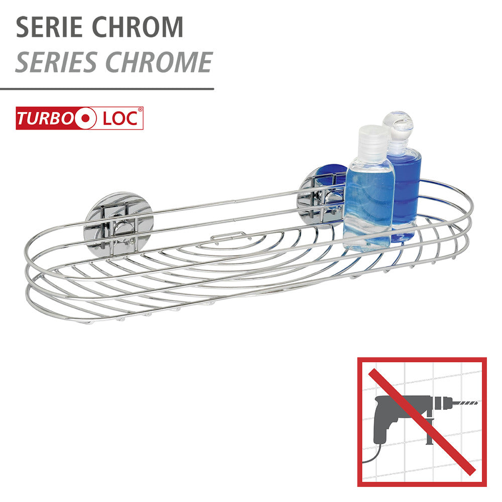 Turbo-Loc® vegghylle maxi krom uten boring metall bakside