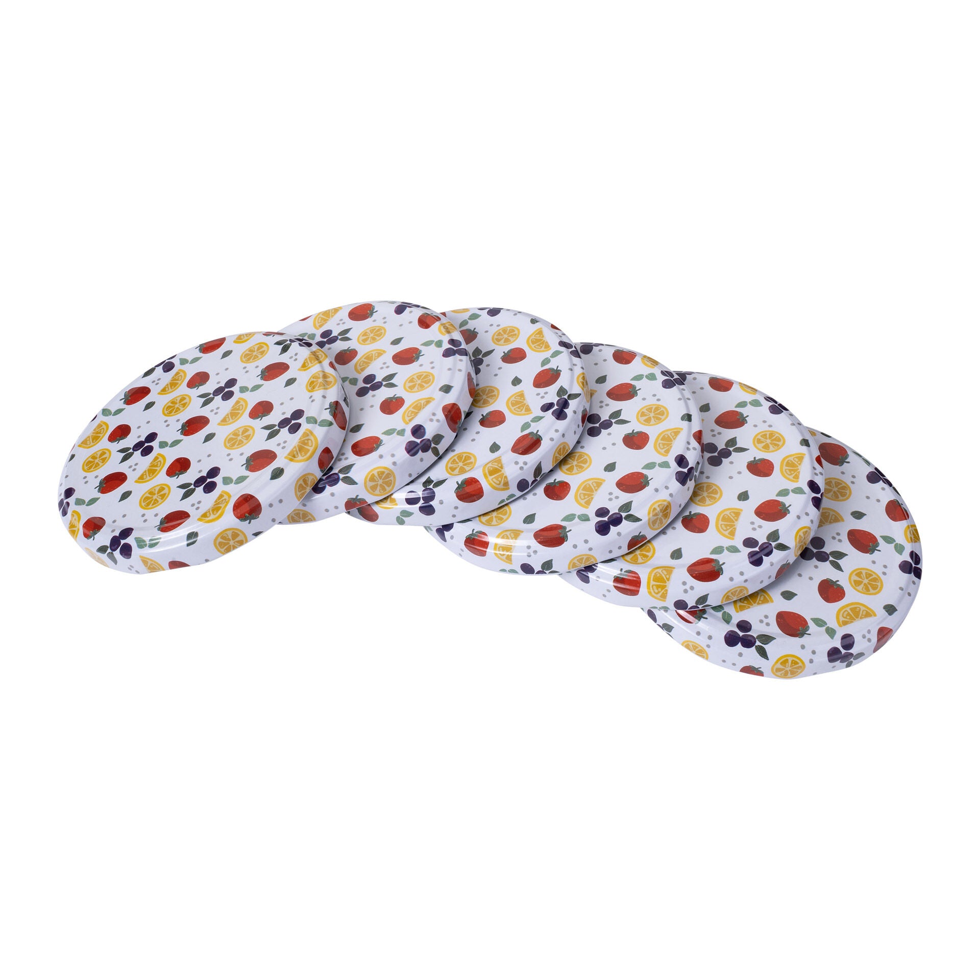Twist-off lokk-sett fruktmotiv 8,5 cm 6 stk Dr. Oetker forfra