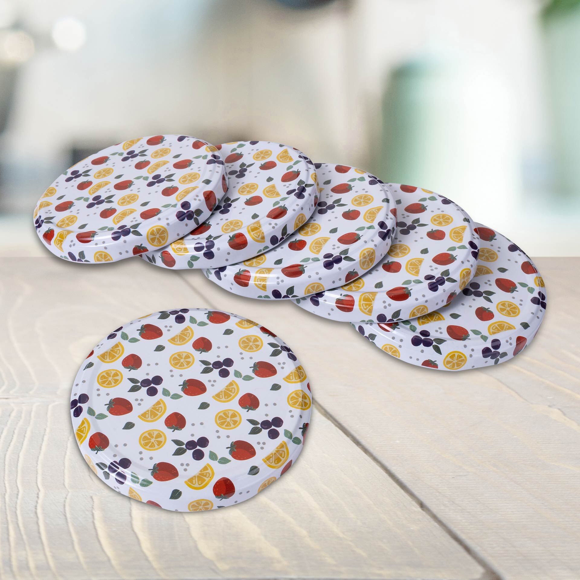 Twist-off lokk-sett fruktmotiv 8,5 cm 6 stk Dr. Oetker detalj