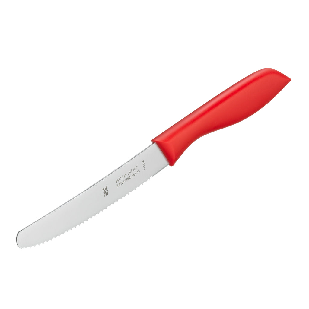 Universalkniv 11 cm bølgeslipt rød 2-delt sett - WMF bakside