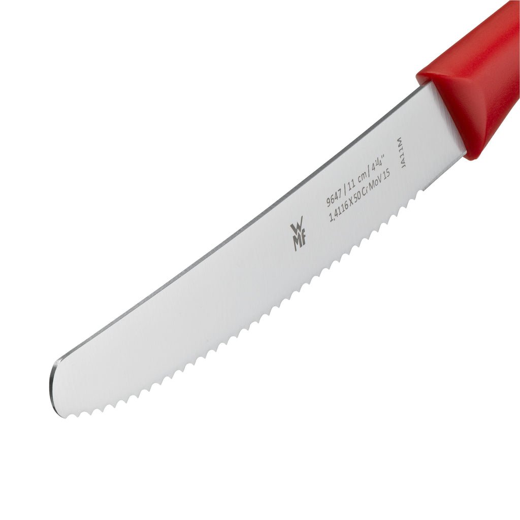 Universalkniv 11 cm bølgeslipt rød 2-delt sett - WMF detalj av blad