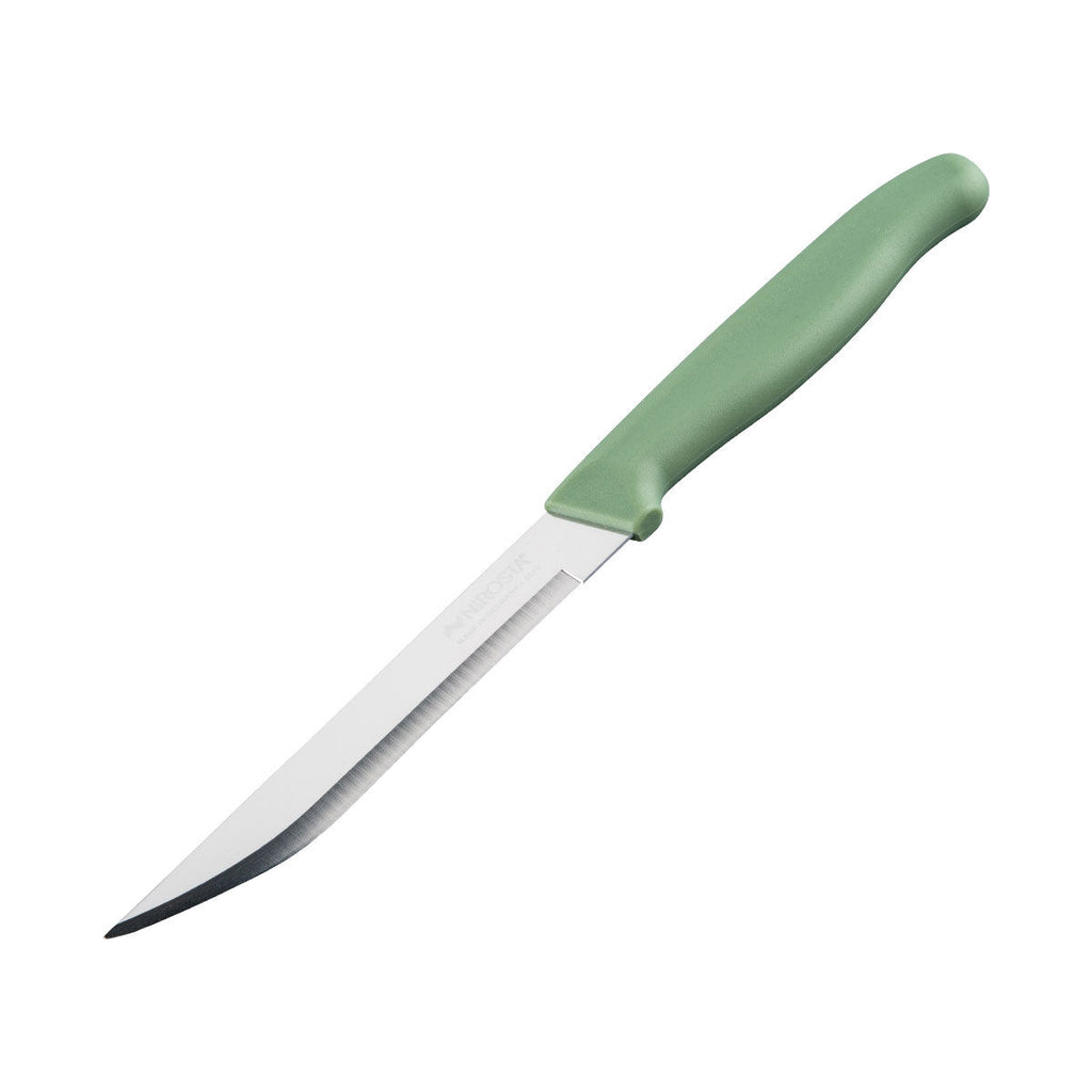 Universalkniv Elemental 11,5 cm grønn med rustfritt stål blad forfra