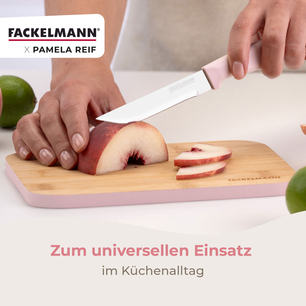 Universalkniv Pamela Reif 18,5 cm rosa rustfritt stål detalj av blad